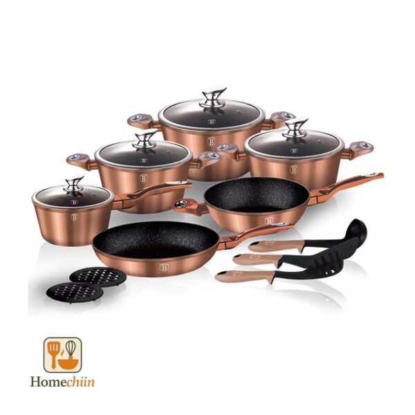 سرویس قابلمه ۱۵ پارچه برلینگر هاوس BH-1224 مجموعه رزگلد