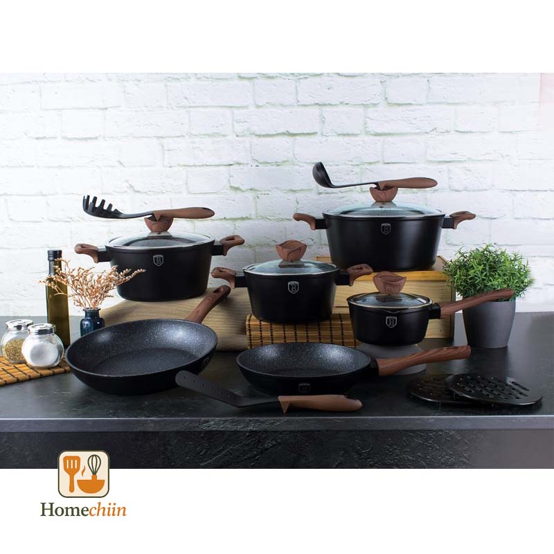 سرویس قابلمه مشکی دسته چوب Berlinger Haus BH/1537 1 سرویس قابلمه مشکی دسته چوب