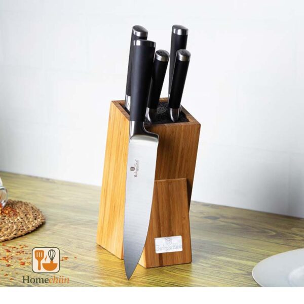 سرویس چاقو مشکی با پایه بامبو